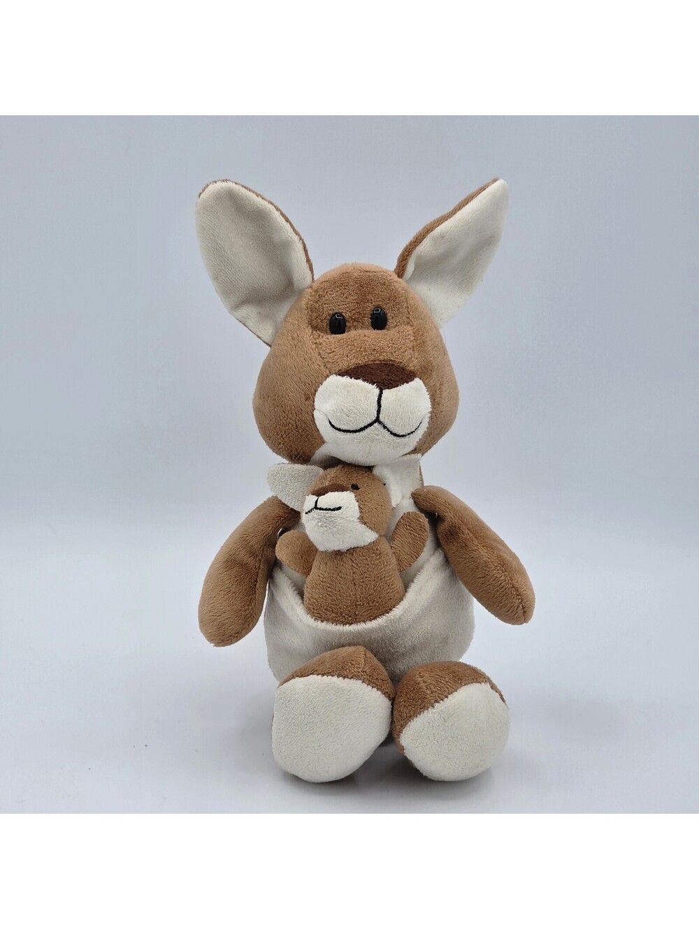 Kinder Brown Cream Kangaroo And Joey Baby 10" Plush Ferrero